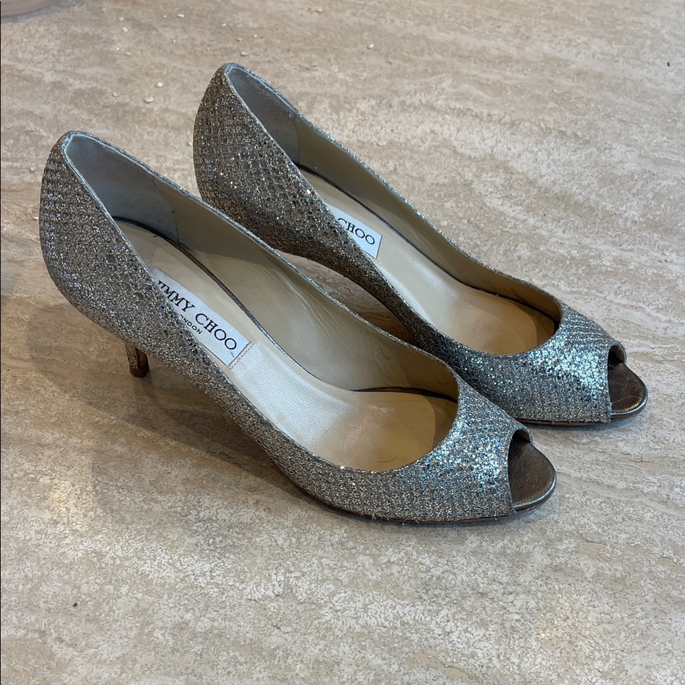 Jimmy Choo Champagne Glitter Heels